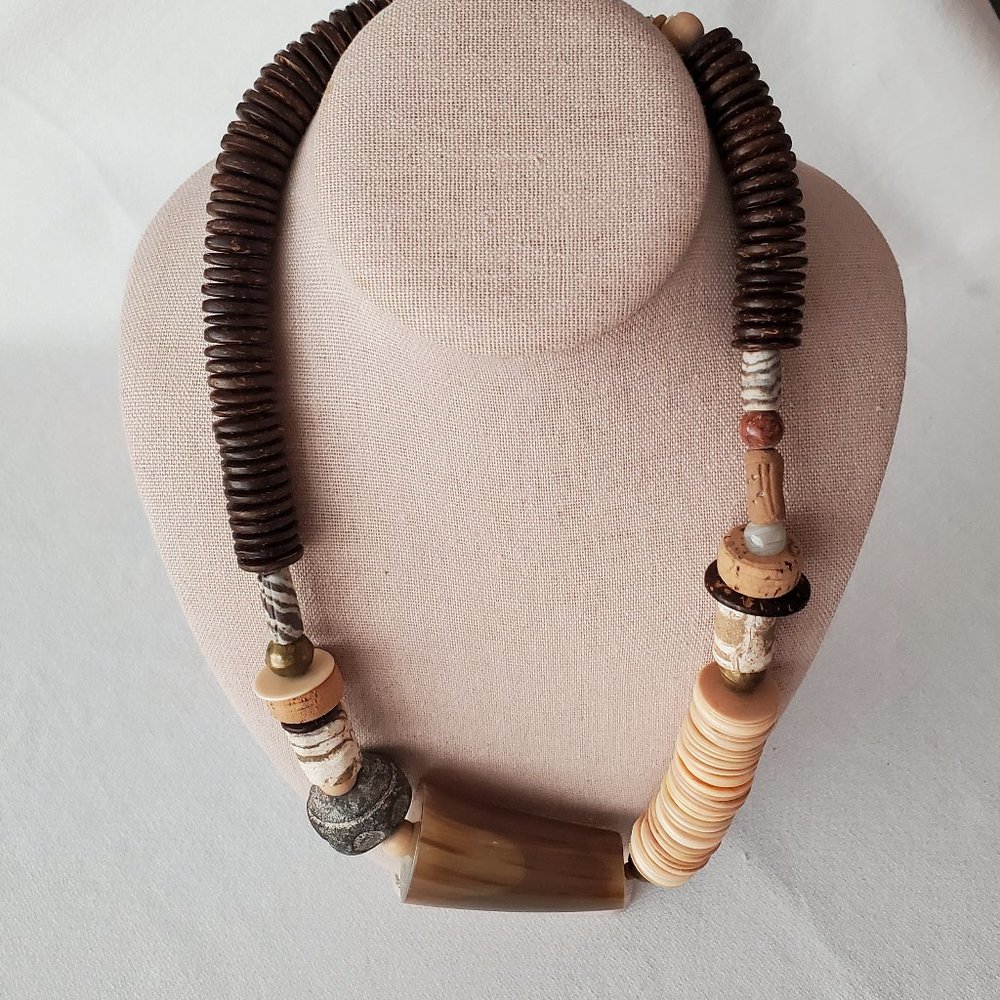 Vintage m.e. Mary Ellen Stewart Modern Tribal Beaded Necklace 24 in - Picture 6 of 8